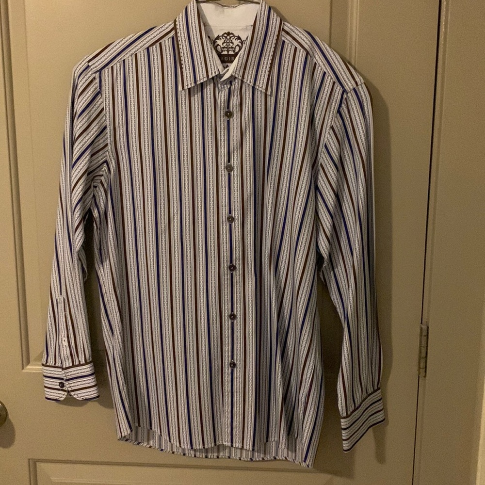 Men’s Zagiri button down vertical striped shirt. Size Small.